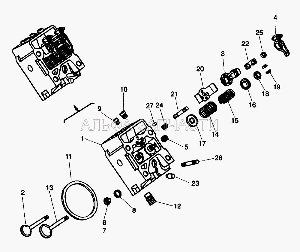 Головка цилиндра (740.1007108-01 Шпилька крепления стойки коромысел) 